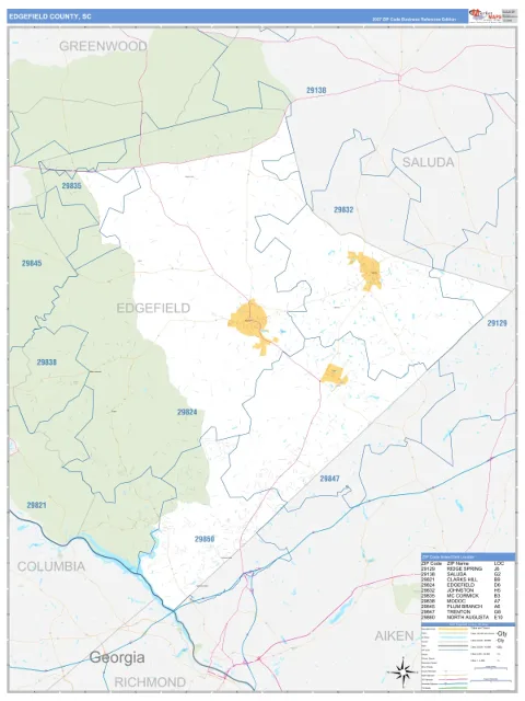 Edgefield County, SC map