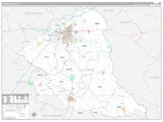 Florence County, SC Classic style ZIP Code wall map