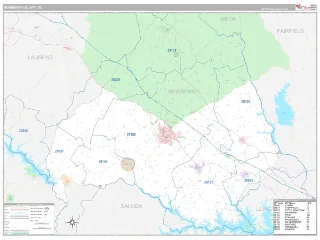 Newberry County, SC Classic style ZIP Code wall map