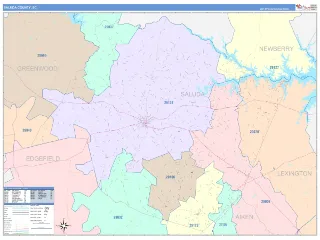 Saluda County, SC ColorCast style ZIP Code wall map