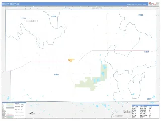 Bennett County, SD Business Reference style ZIP Code wall map