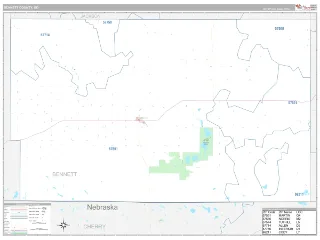 Bennett County, SD Classic style ZIP Code wall map