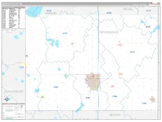Brookings County, SD Classic style ZIP Code wall map