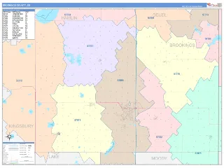 Brookings County, SD ColorCast style ZIP Code wall map
