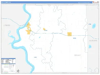 Brule County, SD Business Reference style ZIP Code wall map
