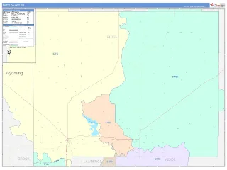 Butte County, SD ColorCast style ZIP Code wall map