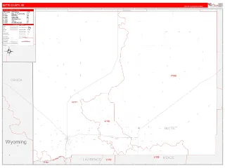 Butte County, SD RedLine style ZIP Code wall map