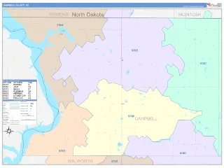 Campbell County, SD ColorCast style ZIP Code wall map