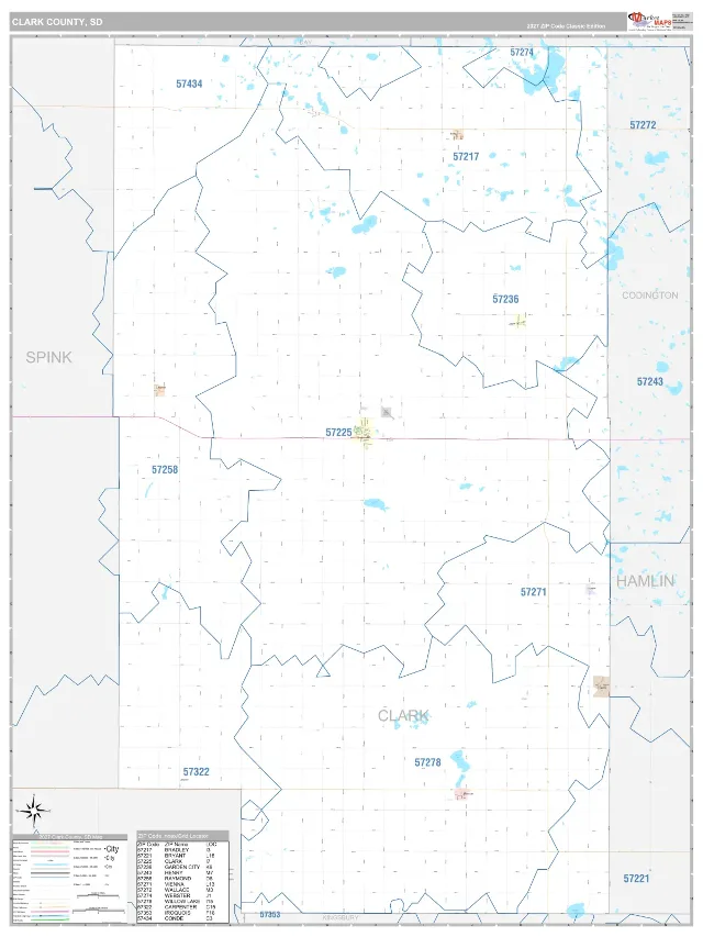 Clark County, SD ZIP Code Wall Map, Classic style