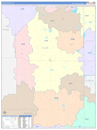 Clark County, SD ColorCast style ZIP Code wall map