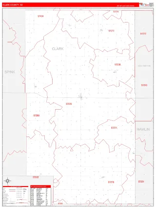 Clark County, SD RedLine style ZIP Code wall map