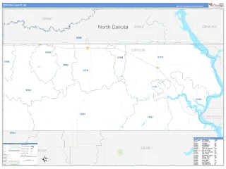 Corson County, SD Business Reference style ZIP Code wall map
