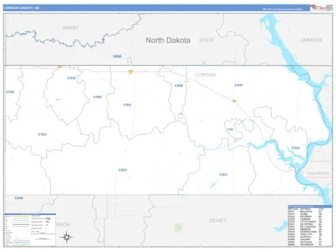 Corson County, SD map