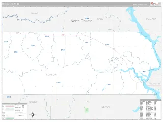 Corson County, SD Classic style ZIP Code wall map