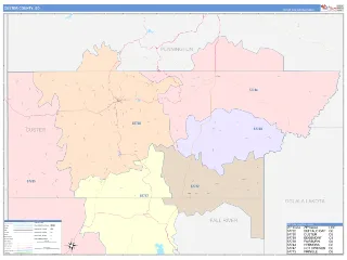Custer County, SD ColorCast style ZIP Code wall map