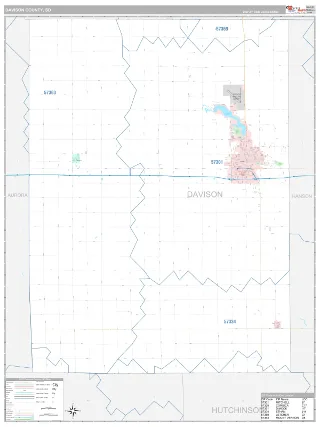 Davison County, SD Classic style ZIP Code wall map