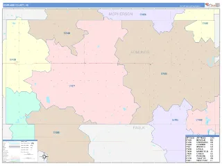 Edmunds County, SD ColorCast style ZIP Code wall map