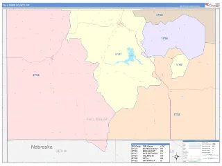 Fall River County, SD ColorCast style ZIP Code wall map