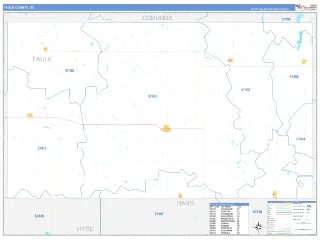 Faulk County, SD Business Reference style ZIP Code wall map