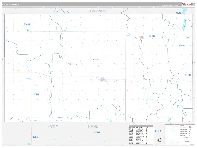 Faulk County, SD ZIP Code Wall Map, Classic style