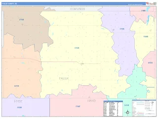 Faulk County, SD ColorCast style ZIP Code wall map