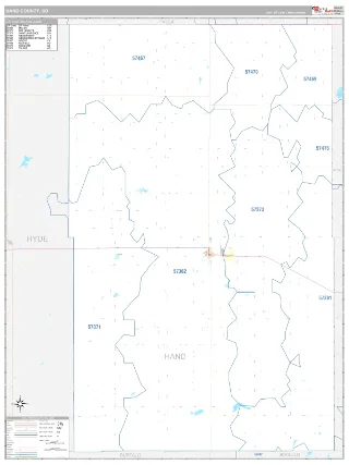 Hand County, SD Classic style ZIP Code wall map