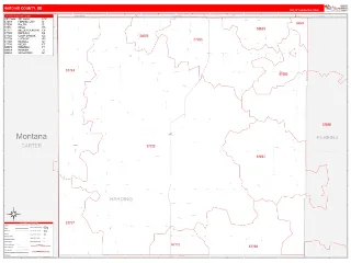 Harding County, SD RedLine style ZIP Code wall map