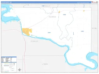Hughes County, SD Business Reference style ZIP Code wall map