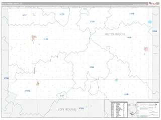 Hutchinson County, SD Classic style ZIP Code wall map