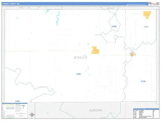 Jerauld County, SD Business Reference style ZIP Code wall map