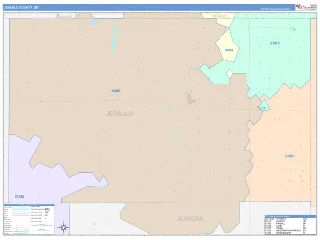 Jerauld County, SD ColorCast style ZIP Code wall map
