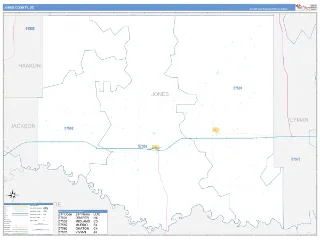 Jones County, SD Business Reference style ZIP Code wall map