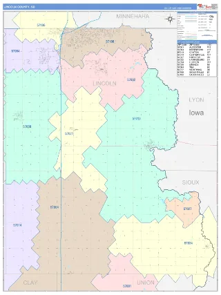 Lincoln County, SD ColorCast style ZIP Code wall map