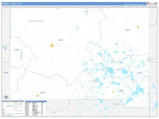 Marshall County, SD Business Reference style ZIP Code wall map