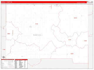 Marshall County, SD RedLine style ZIP Code wall map