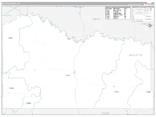 Mellette County, SD Classic style ZIP Code wall map