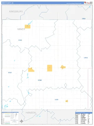 Miner County, SD Business Reference style ZIP Code wall map