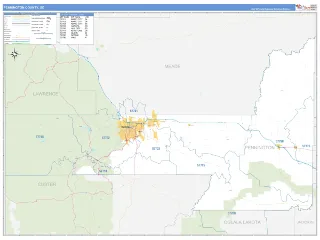 Pennington County, SD Business Reference style ZIP Code wall map
