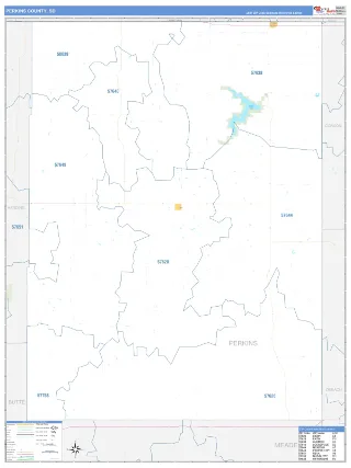 Perkins County, SD Business Reference style ZIP Code wall map