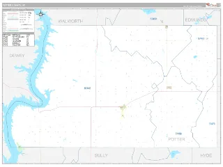 Potter County, SD Classic style ZIP Code wall map