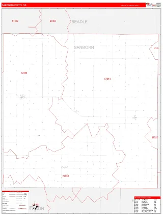 Sanborn County, SD RedLine style ZIP Code wall map