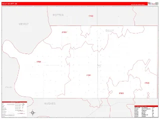 Sully County, SD RedLine style ZIP Code wall map