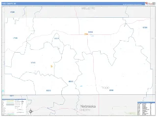 Todd County, SD Business Reference style ZIP Code wall map