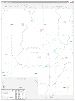 Turner County, SD Classic style ZIP Code wall map