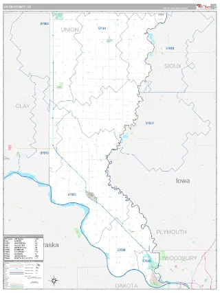 Union County, SD Classic style ZIP Code wall map