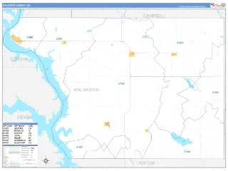 Walworth County, SD Business Reference style ZIP Code wall map