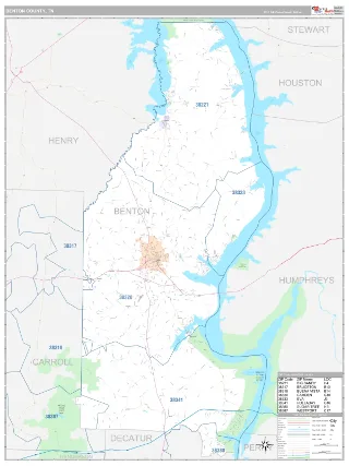 Benton County, TN Classic style ZIP Code wall map