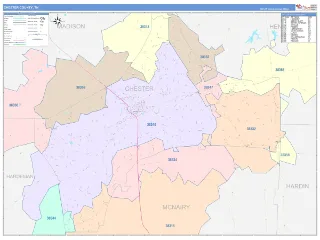 Chester County, TN ColorCast style ZIP Code wall map