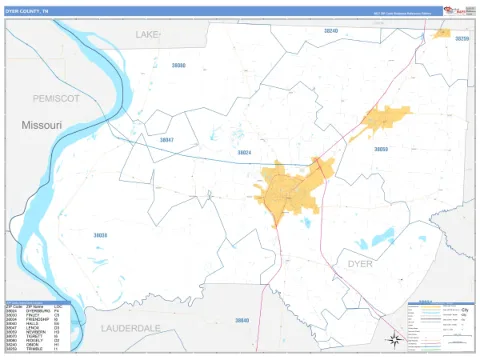 Dyer County, TN map