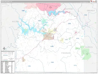 Franklin County, TN Classic style ZIP Code wall map